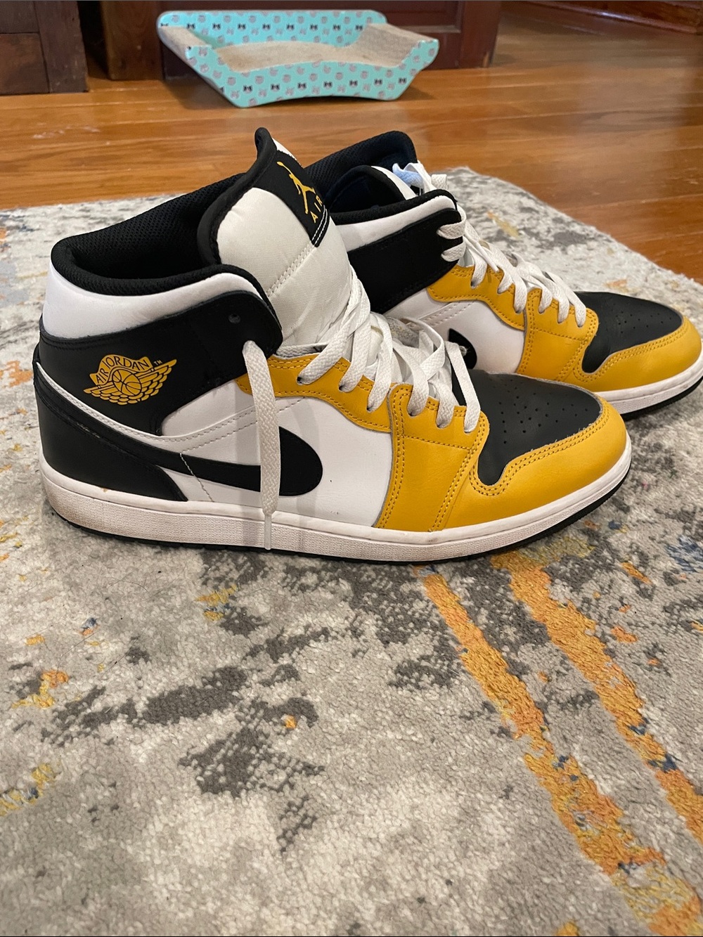 Jordan Men’s Mid-Top Sneakers - Black, White & Yellow